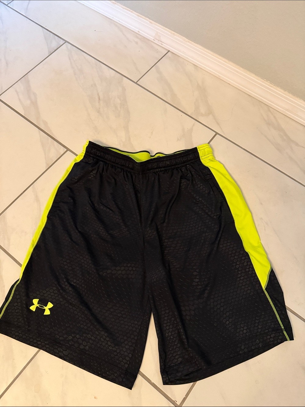 Under Armour Black with Neon Yellow Men's Athletic Shorts